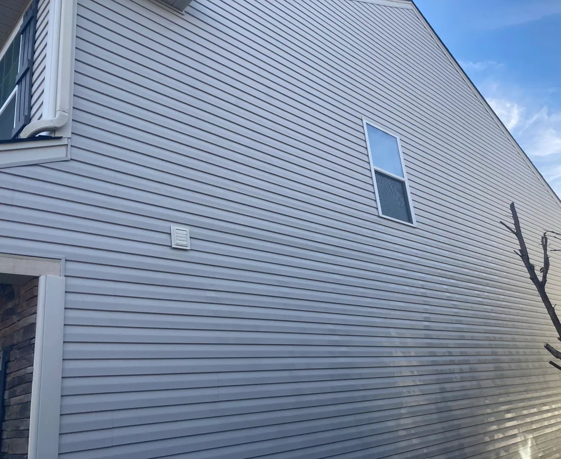 House siding after pressure washing