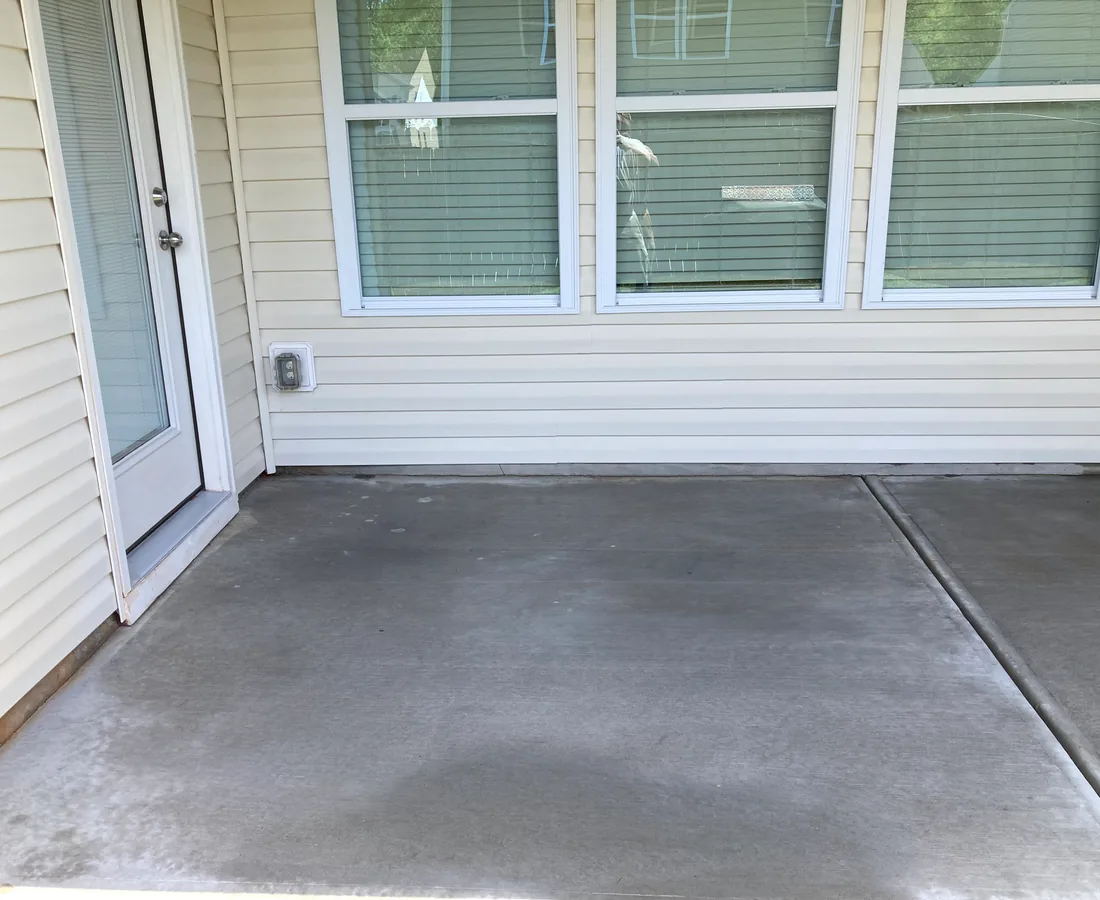 Freshly cleaned concrete patio